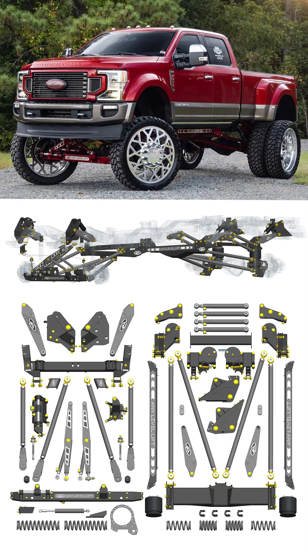 Any Level Lift - Base System, 0"-13": F-450 Dual Rear Wheel (2019-2022) Any Level Lift