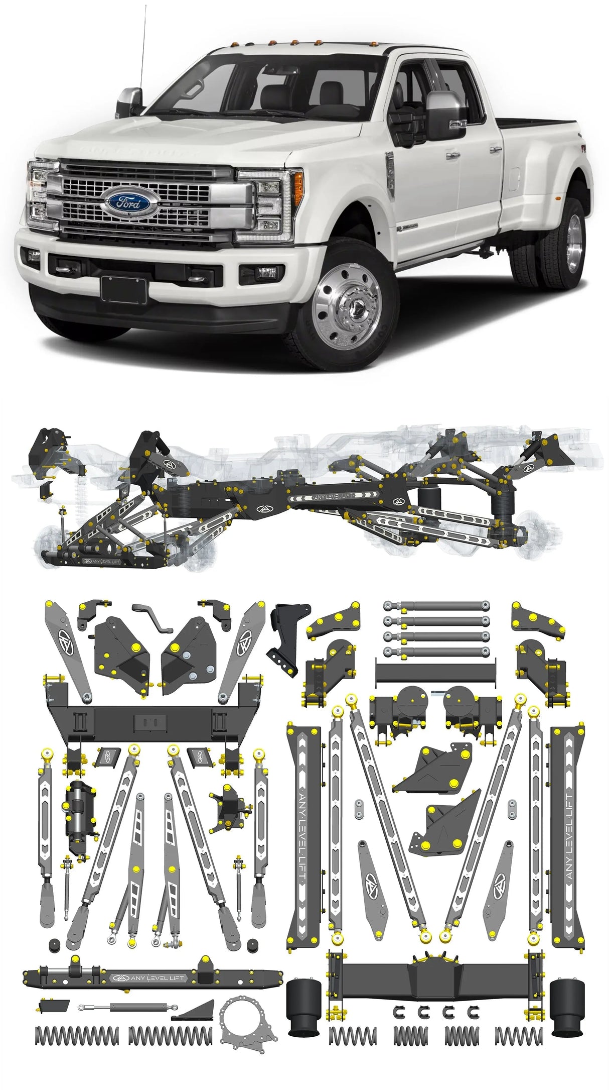 Any Level Lift - Base System, 4"-17": F-450 Dual Rear Wheel (2017-2018) WHOLESALE Any Level Lift