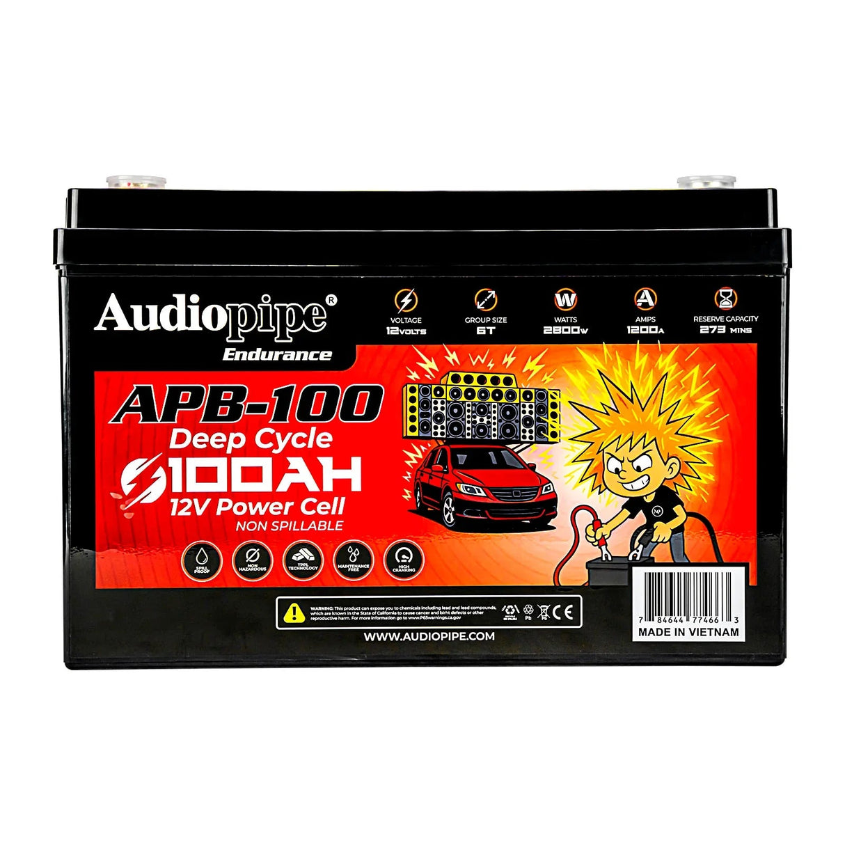 Audiopipe APB-100 Deep Cycle 100AH 12V Power Cell Battery Audiopipe