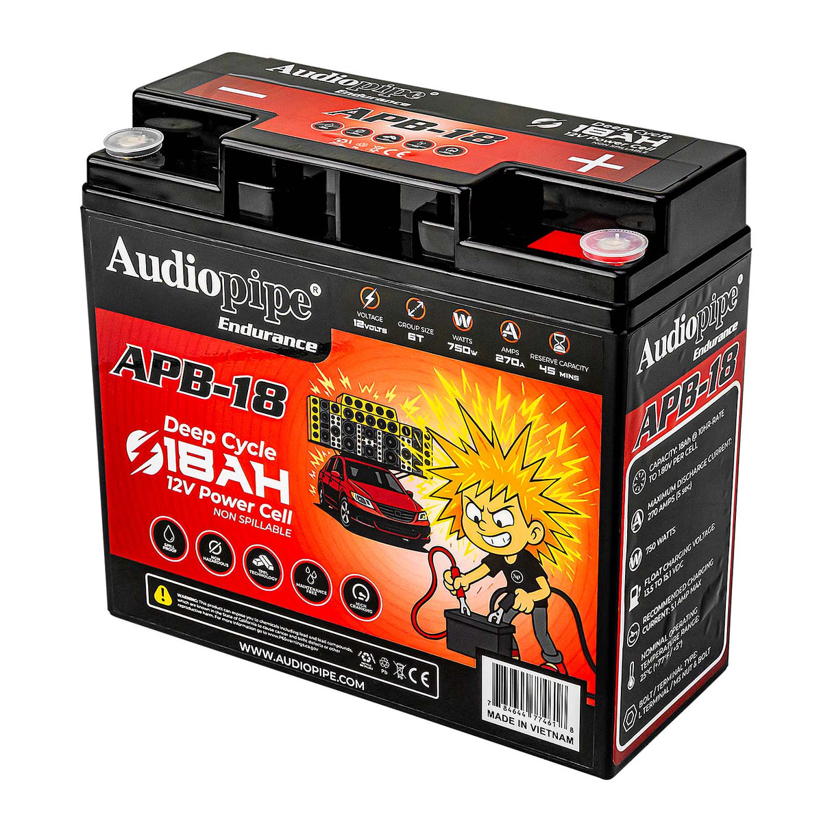 Audiopipe APB-18 Deep Cycle 18AH 12V Power Cell Battery Audiopipe