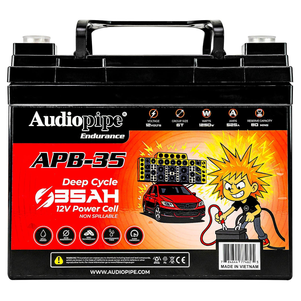Deep Cycle 35AH 12V Power Cell (APB-35) Audiopipe