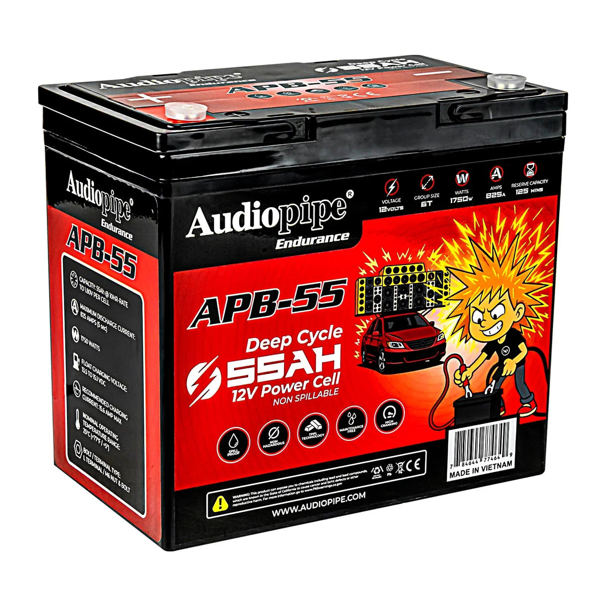 Audiopipe APB-55 Deep Cycle 55AH 12V Power Cell Battery Audiopipe