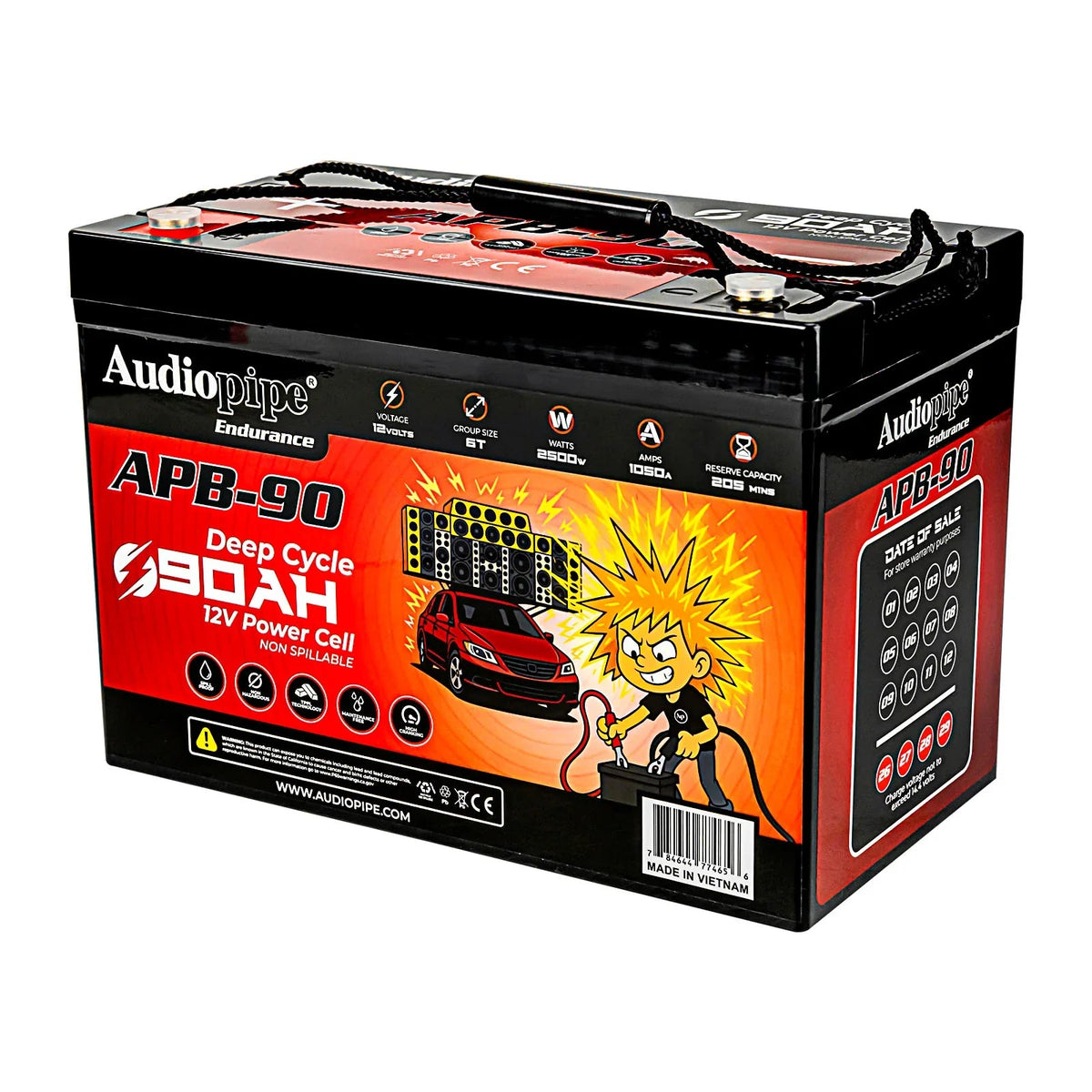 Audiopipe APB-90 Deep Cycle 90AH 12V Power Cell Battery Audiopipe