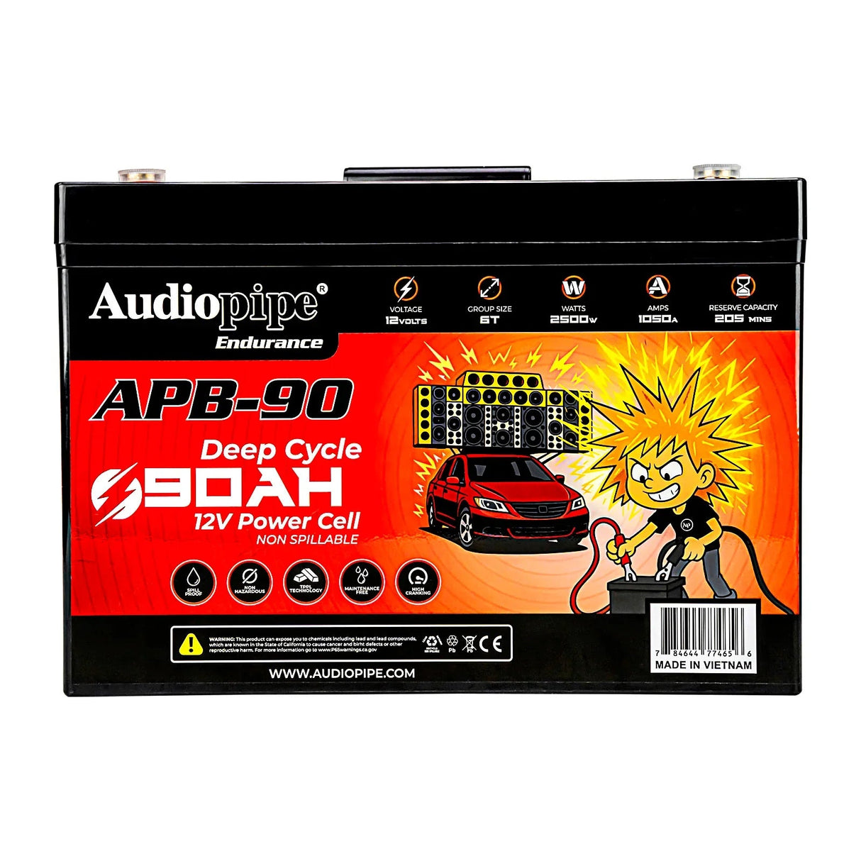 Audiopipe APB-90 Deep Cycle 90AH 12V Power Cell Battery Audiopipe