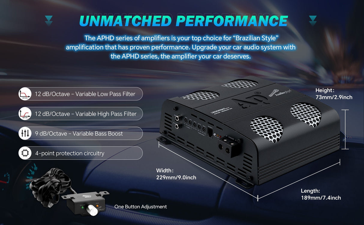 3000 Watts Full Range Class D Mosfet Amplifier (APHF-3000D-H1) Audiopipe