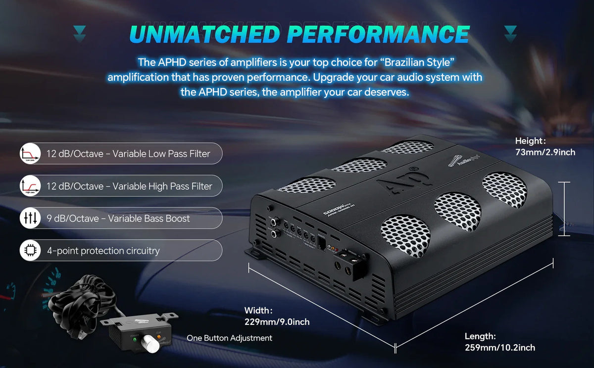 Audiopipe APHF-5000D-H2 | 5000 Watts Full Range Monoblock Amplifier 2-Ohm Audiopipe