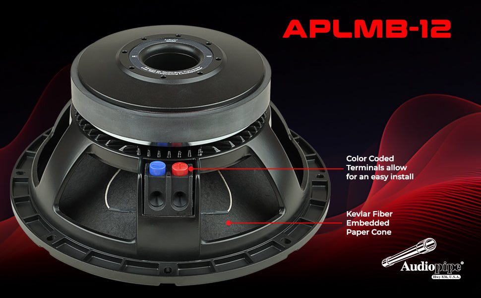 12" Mid-Low Frequency Loudspeaker (APLMB-12), Sold individually Audiopipe
