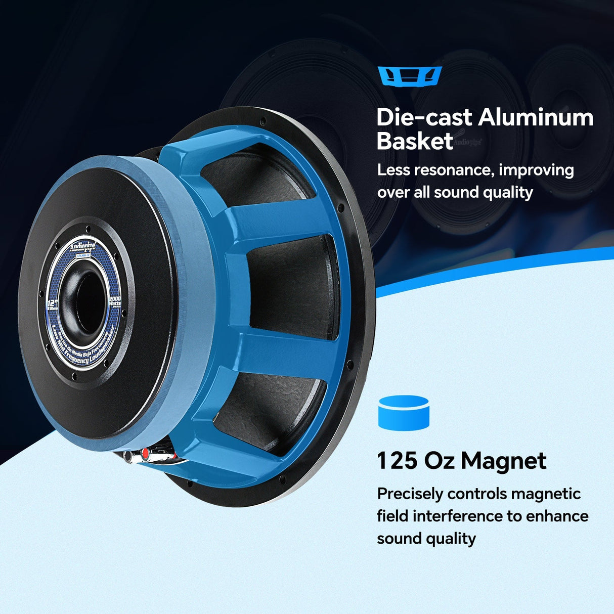APLMR-12 12” Mid Frequency Loudspeaker, Sold Individually Audiopipe