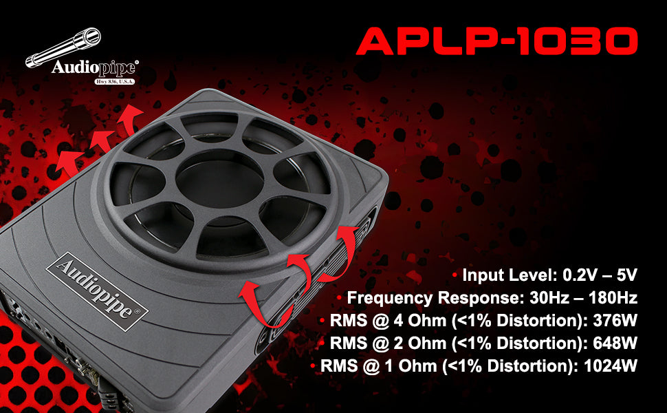 10" Low Profile Amplified Subwoofer (APLP-1030) Audiopipe
