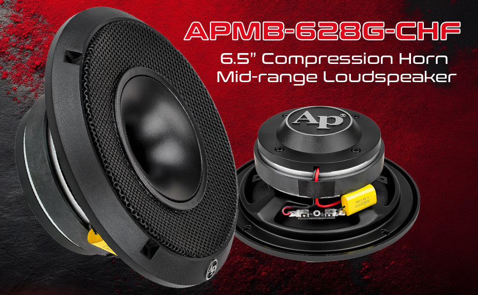 6.5" Compression Horn Mid-range Loudspeaker (APMB-628G-CHF), Sold individually Audiopipe