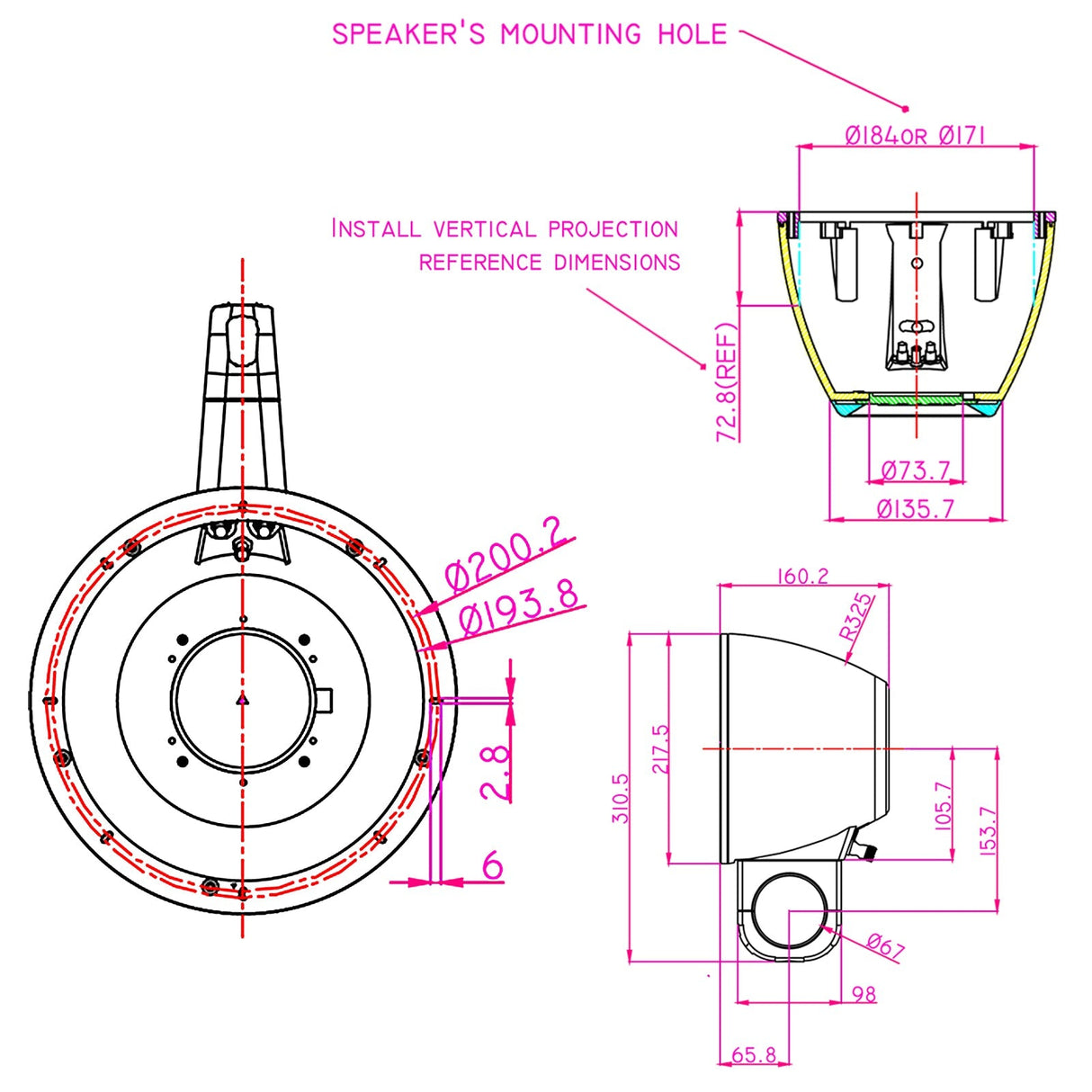 8" Short Pod Weather Resistant Tower Enclosures (APMP-8002SP), Sold in pairs Audiopipe