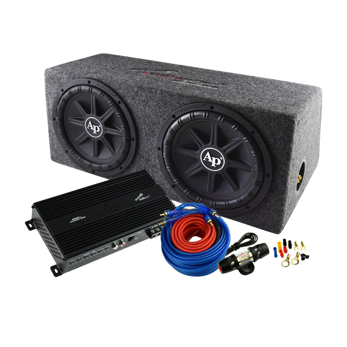 Audiopipe APSB-12212PX (2) 12" Bass Package w/ Amp & Wires Audiopipe