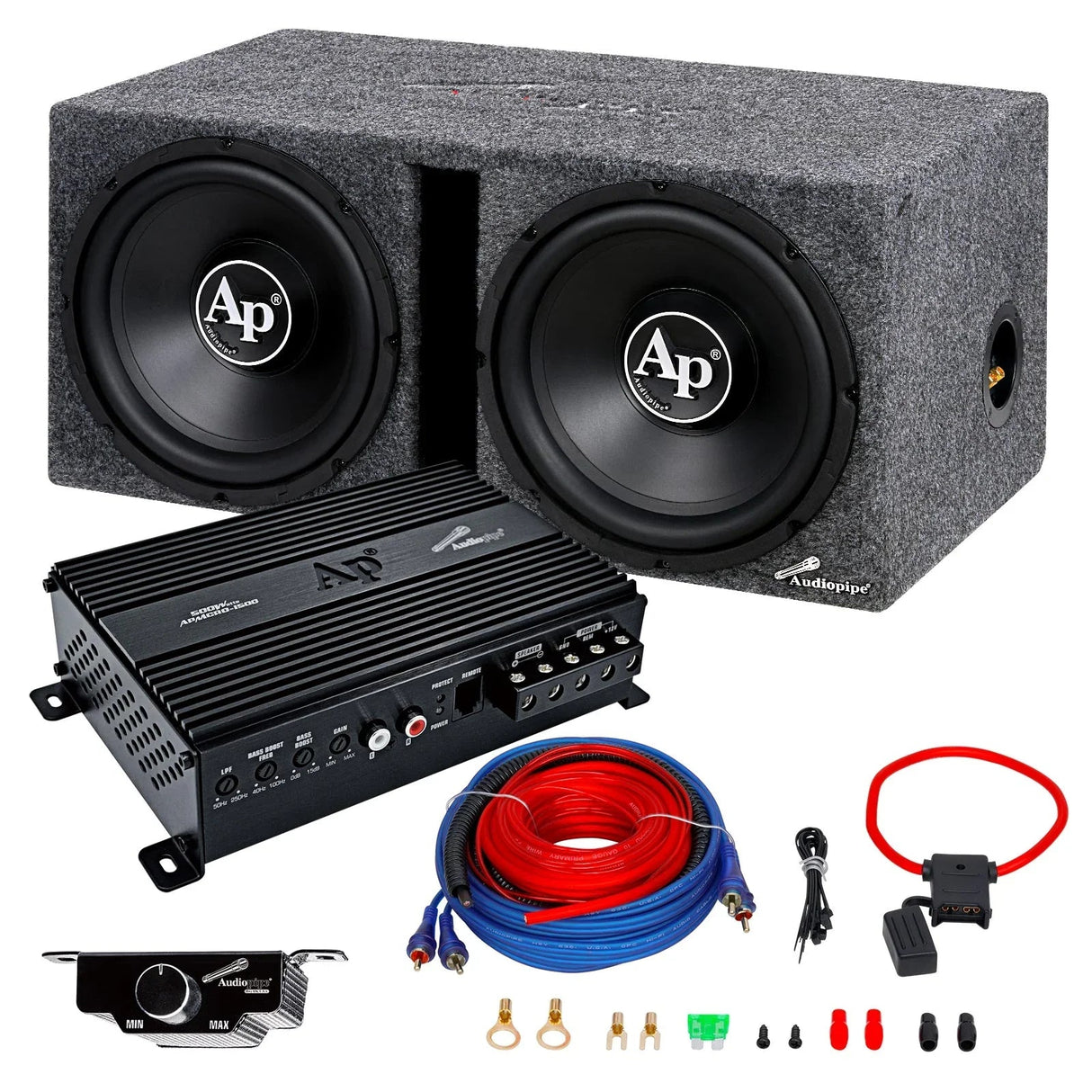 Audiopipe APSB-1250CLV (2) 12" Bass Package w/ Amp & Kit Audiopipe