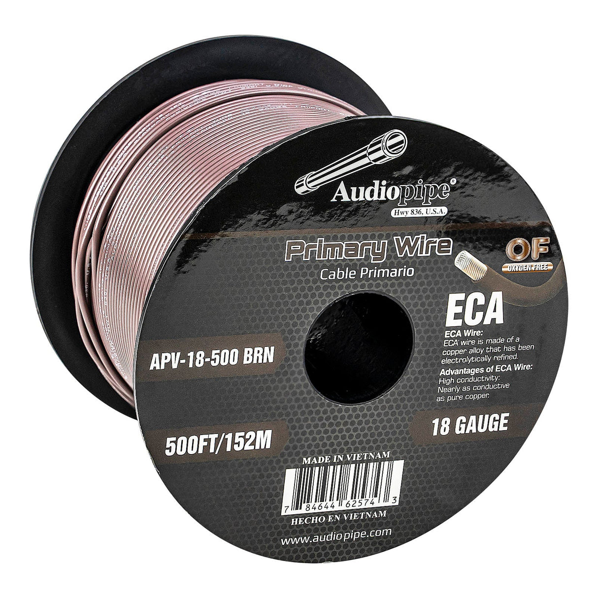 500Ft 18 Gauge Primary Wire (APV-18-500 BRN) Audiopipe