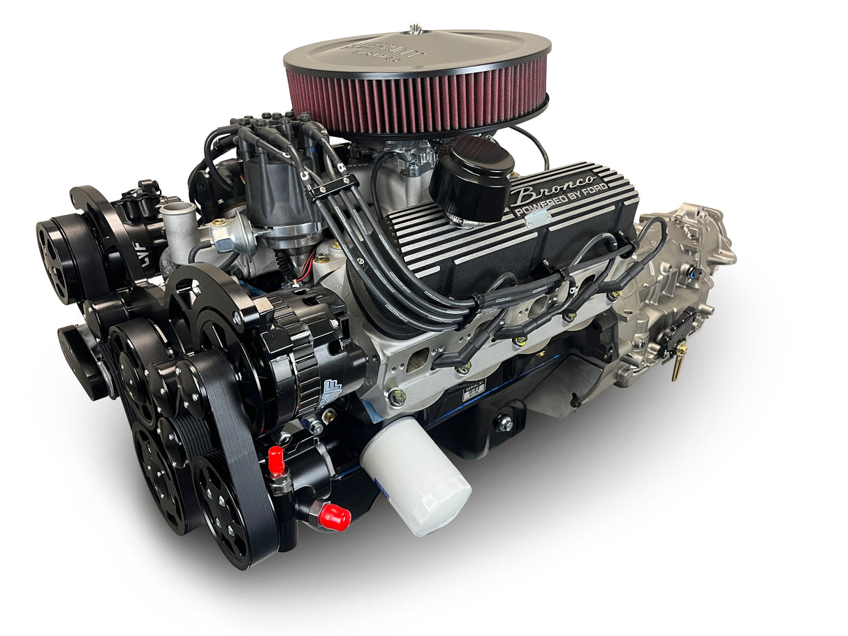 Ford Small Block Compatible 302 c.i. Engine and 4R70W Automatic Transmission - 365 Horsepower - Bronco Edition Builder Series - Black Pulley Kit - Fuel Injected