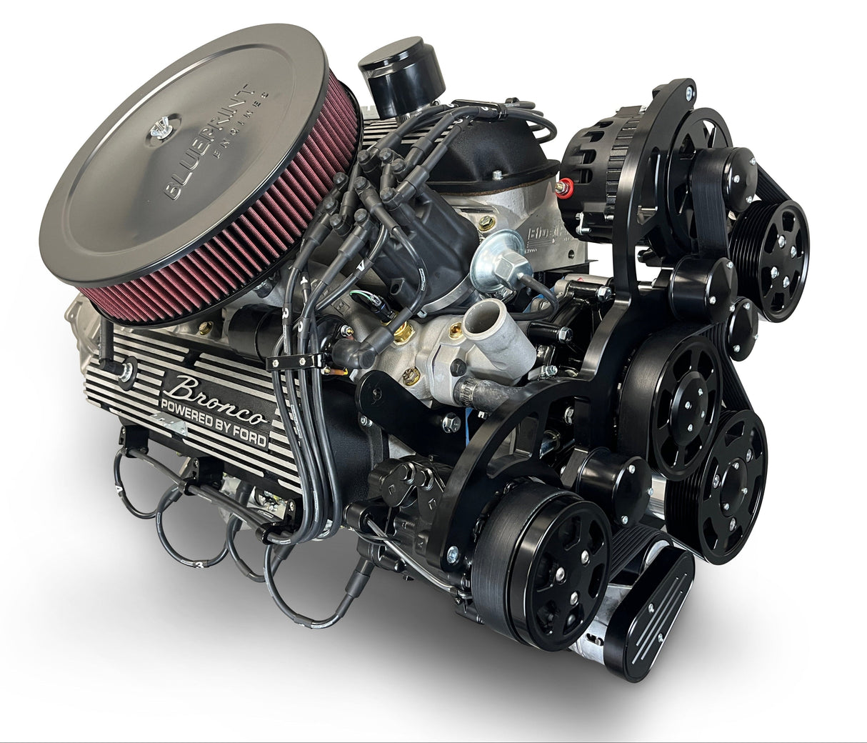 Ford Small Block Compatible 302 c.i. Engine and 4R70W Automatic Transmission - 365 Horsepower - Bronco Edition Builder Series - Black Pulley Kit - Fuel Injected