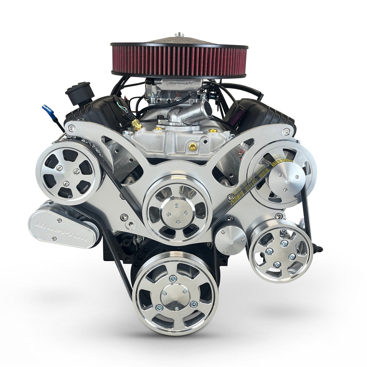 GM Small Block Compatible 383 c.i. Engine and 700R4 Automatic Transmission 4WD Ready - 405 Horsepower - Truck Edition Builder Series - Polished Pulley Kit - Fuel Injected