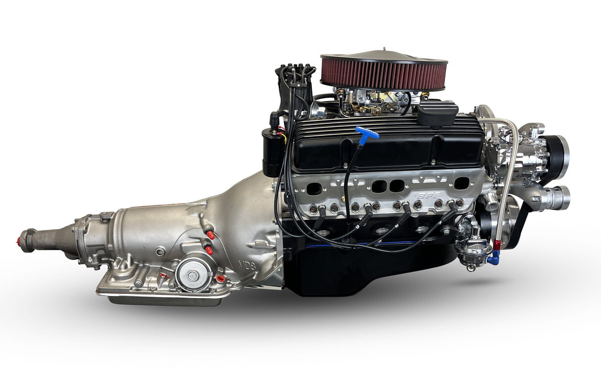 GM Small Block Compatible 400 c.i. Engine and 700R4 Automatic Transmission - 500 Horsepower - Standard Edition Builder Series - Polished Pulley Kit - Carbureted