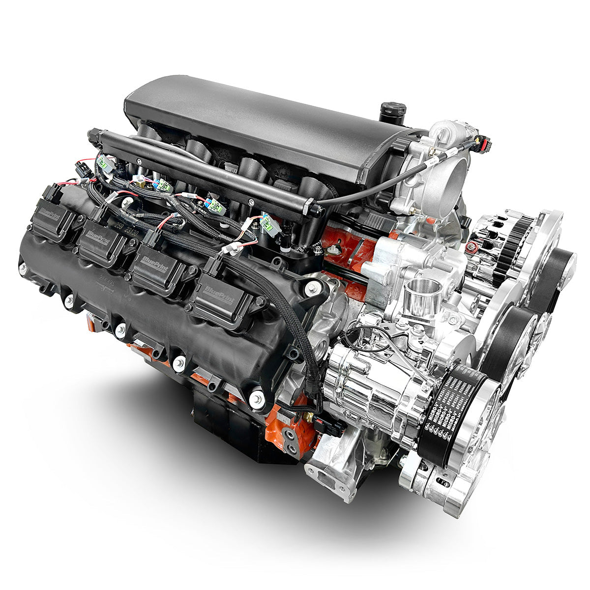 Chrysler Hemi Compatible 426 c.i. Engine and TKX Manual Transmission - 610 Horsepower - Standard Edition Builder Series - Polished Pulley Kit - Fuel Injected