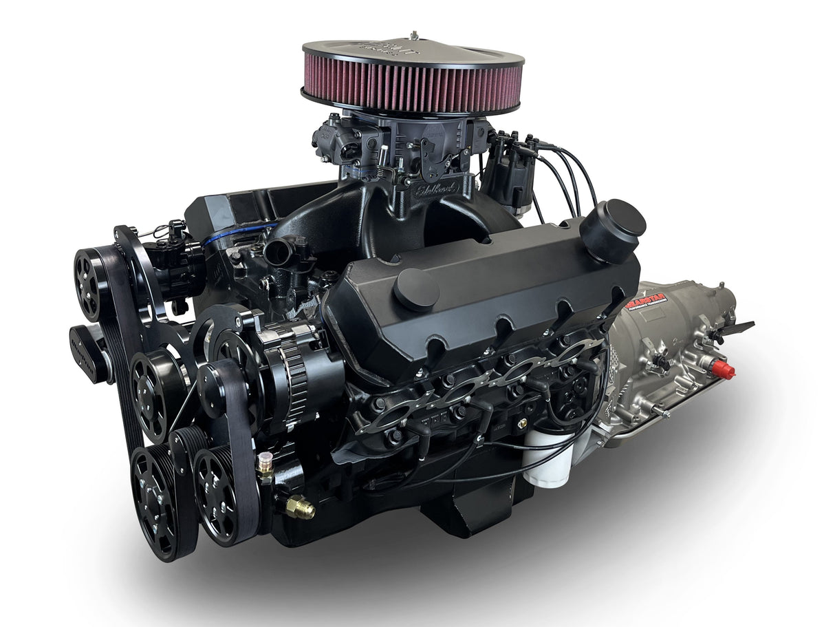 GM Big Block Compatible 632 c.i. Pro Series Engine and 4L80E Automatic Transmission - 815 Horsepower - Blackout Reaper Edition Builder Series - Black Pulley Kit - Carbureted