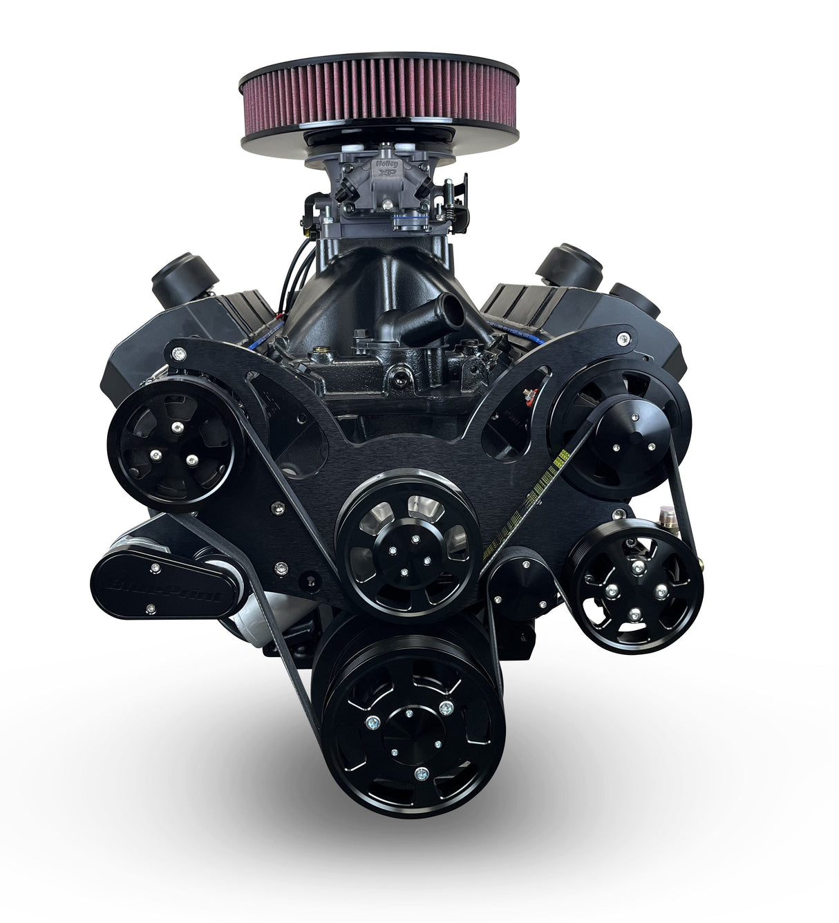GM Big Block Compatible 632 c.i. Pro Series Engine and 4L80E Automatic Transmission - 815 Horsepower - Blackout Reaper Edition Builder Series - Black Pulley Kit - Carbureted