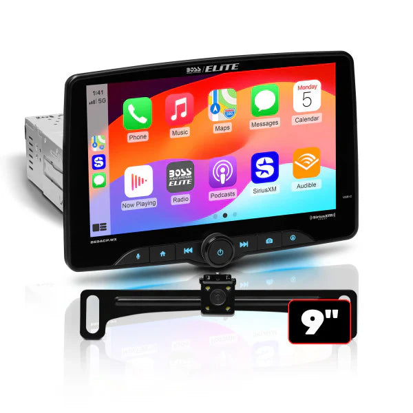 Boss Elite BE9ACP.WXC 9" Single Din Touchscreen w/ Wireless Apple Carplay/Anroid Auto XM Ready + Camera