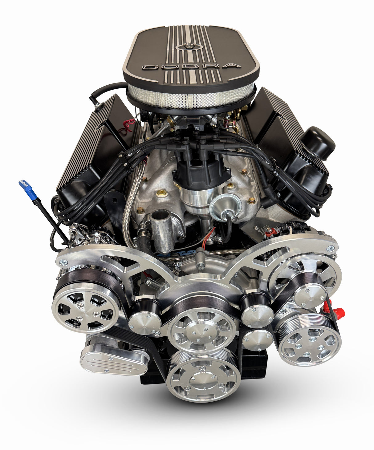 Ford Small Block Compatible 427 c.i. Engine and TKX Manual Transmission - 541 Horsepower - Cobra Edition Builder Series - Polished Pulley Kit - Carbureted