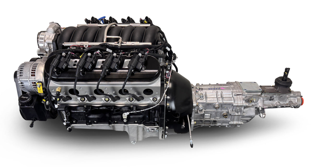 GM LS Compatible 376 c.i. Engine and TKX Manual Transmission - 530 Horsepower - Standard Edition Builder Series - Natural Pulley Kit - Holley Terminator X EFI System