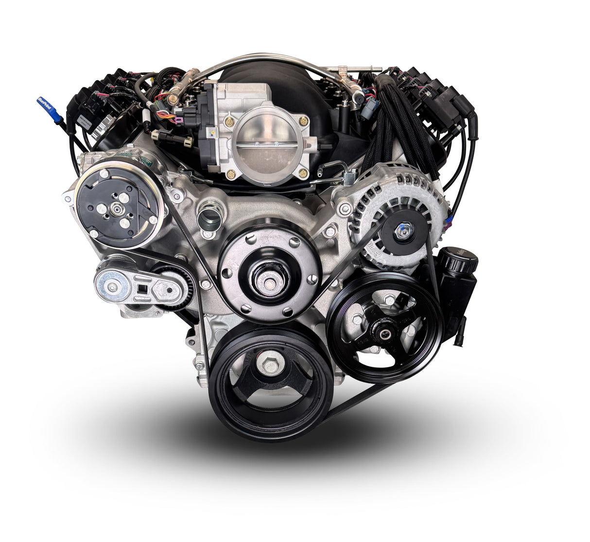 GM LS Compatible 427 c.i. Engine and 4L65/70E Automatic Transmission - 605 Horsepower - Standard Edition Builder Series - Natural Pulley Kit - Holley Terminator X EFI System