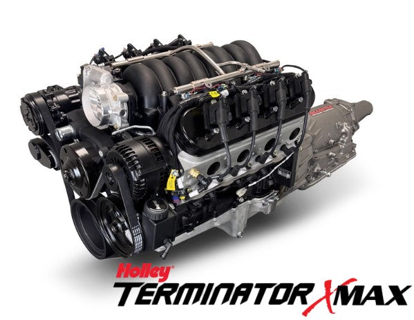 GM LS Compatible 427 c.i. Engine and 4L65/70E Automatic Transmission - 605 Horsepower - Standard Edition Builder Series - Black Pulley Kit - Holley Terminator X EFI System