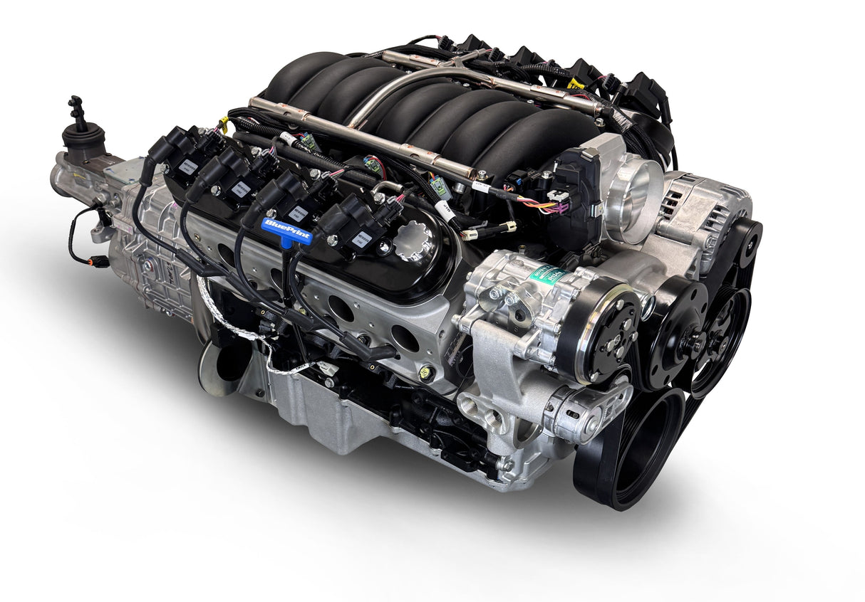 GM LS Compatible 427 c.i. Engine and TKX Manual Transmission - 605 Horsepower - Standard Edition Builder Series - Natural Pulley Kit - Holley Terminator X EFI System