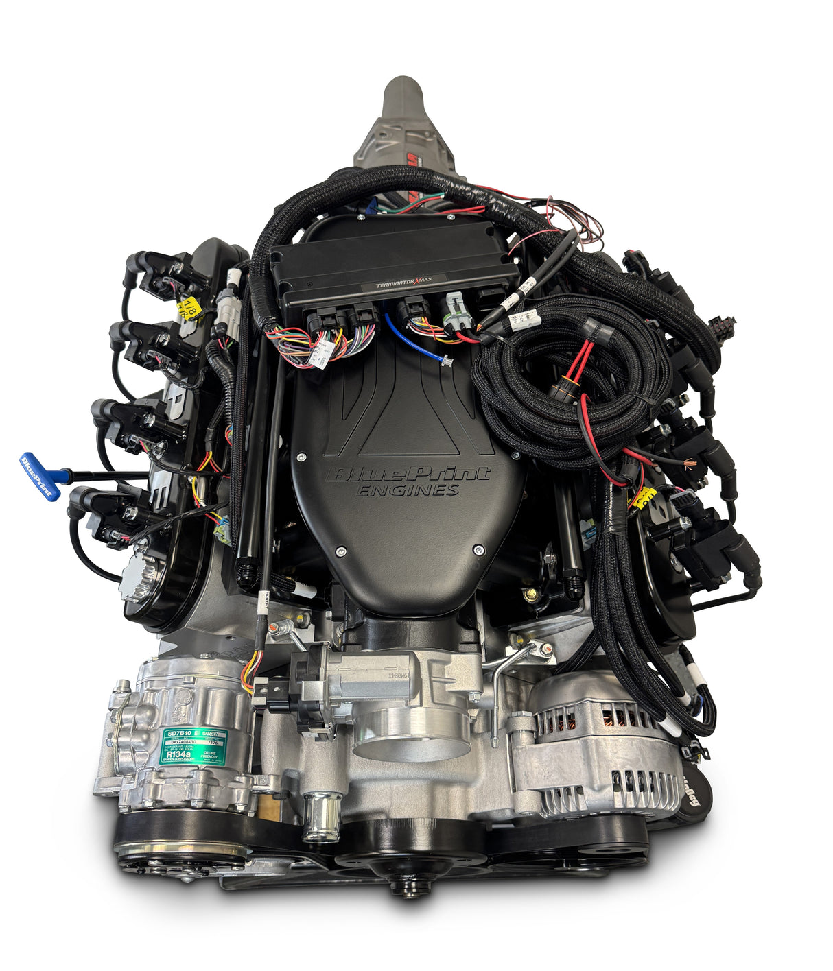 GM LS Compatible 427 c.i. Engine and 4L65/70E Automatic Transmission - 585 Horsepower - Standard Edition Builder Series - Natural Pulley Kit - Holley Terminator X EFI System