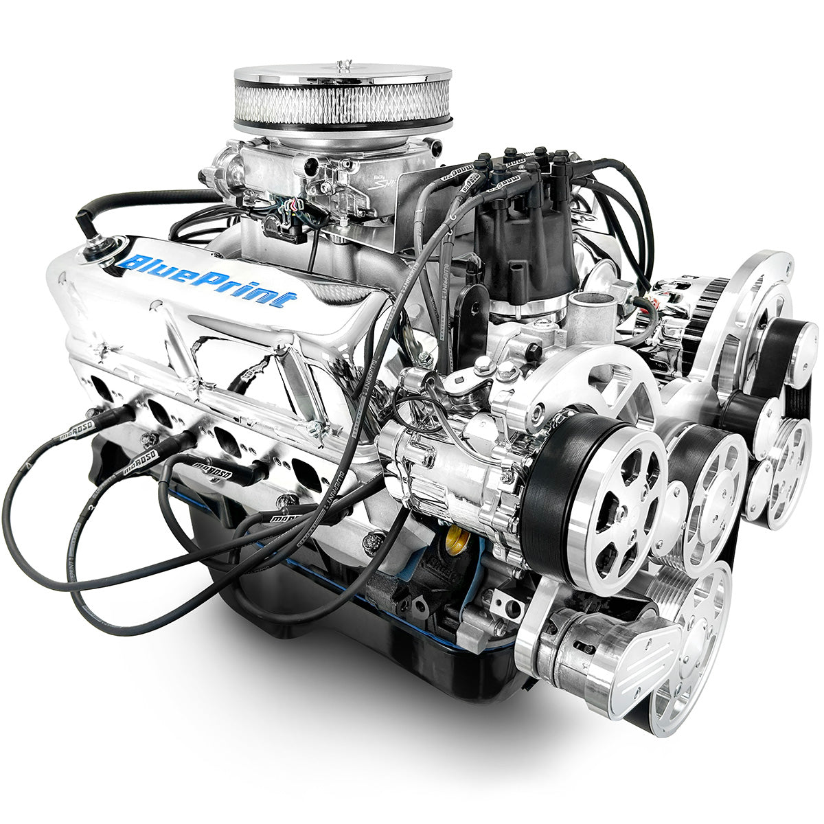 Ford Small Block Compatible 302 c.i. Engine - 361 Horsepower - Deluxe Dressed - Polished Pulley Kit - Rear Sump - Fuel Injected