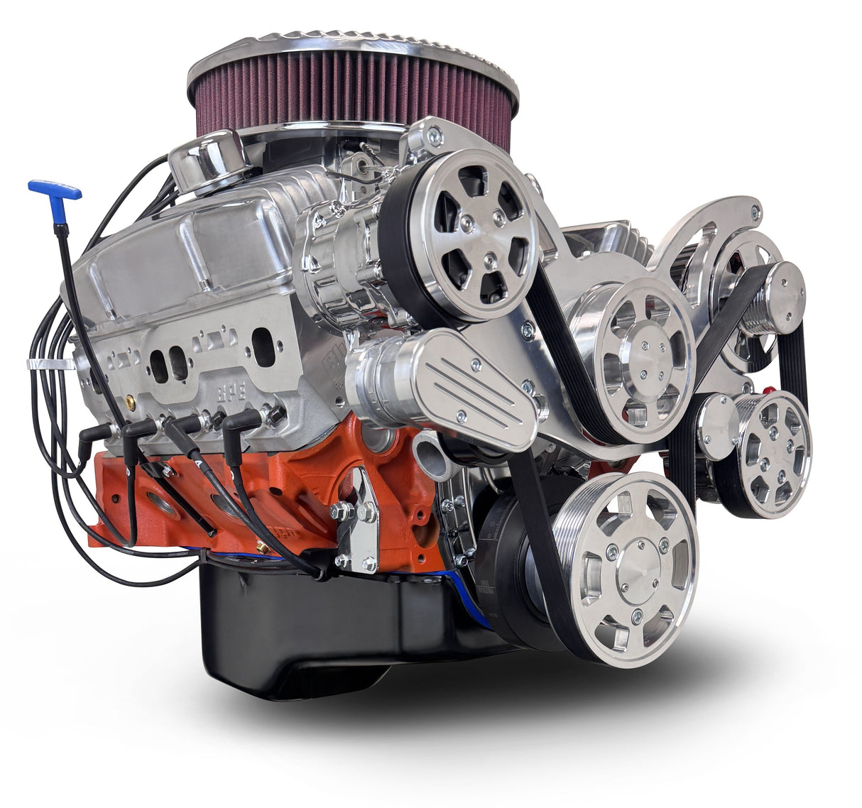 GM Small Block Compatible 327 c.i. Engine - 350 Horsepower - Deluxe Dressed - Polished Pulley Kit - Fuel Injected