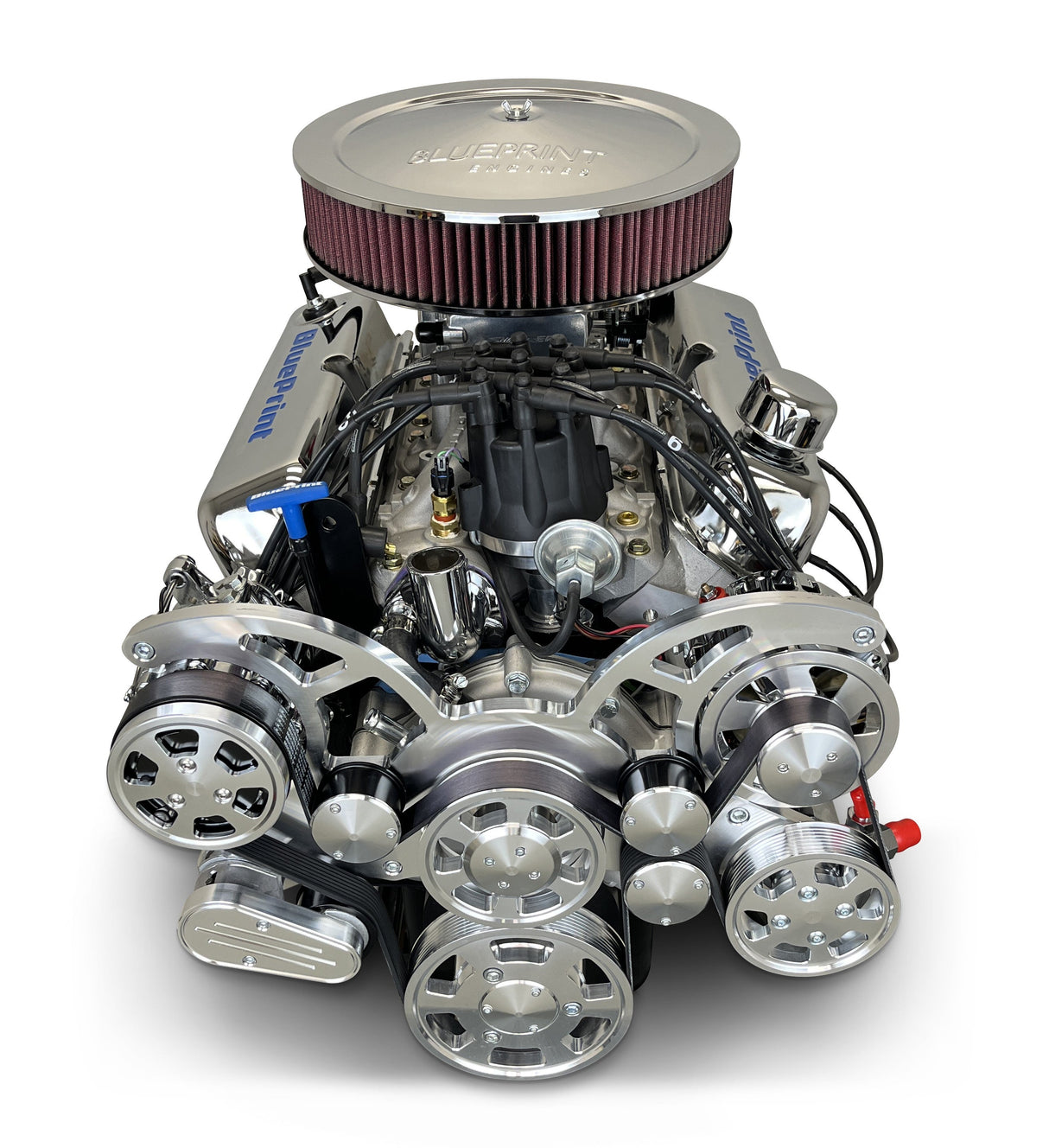 Ford Small Block Compatible 347 c.i. Engine - 415 Horsepower - Deluxe Dressed - Polished Pulley Kit - Fuel Injected