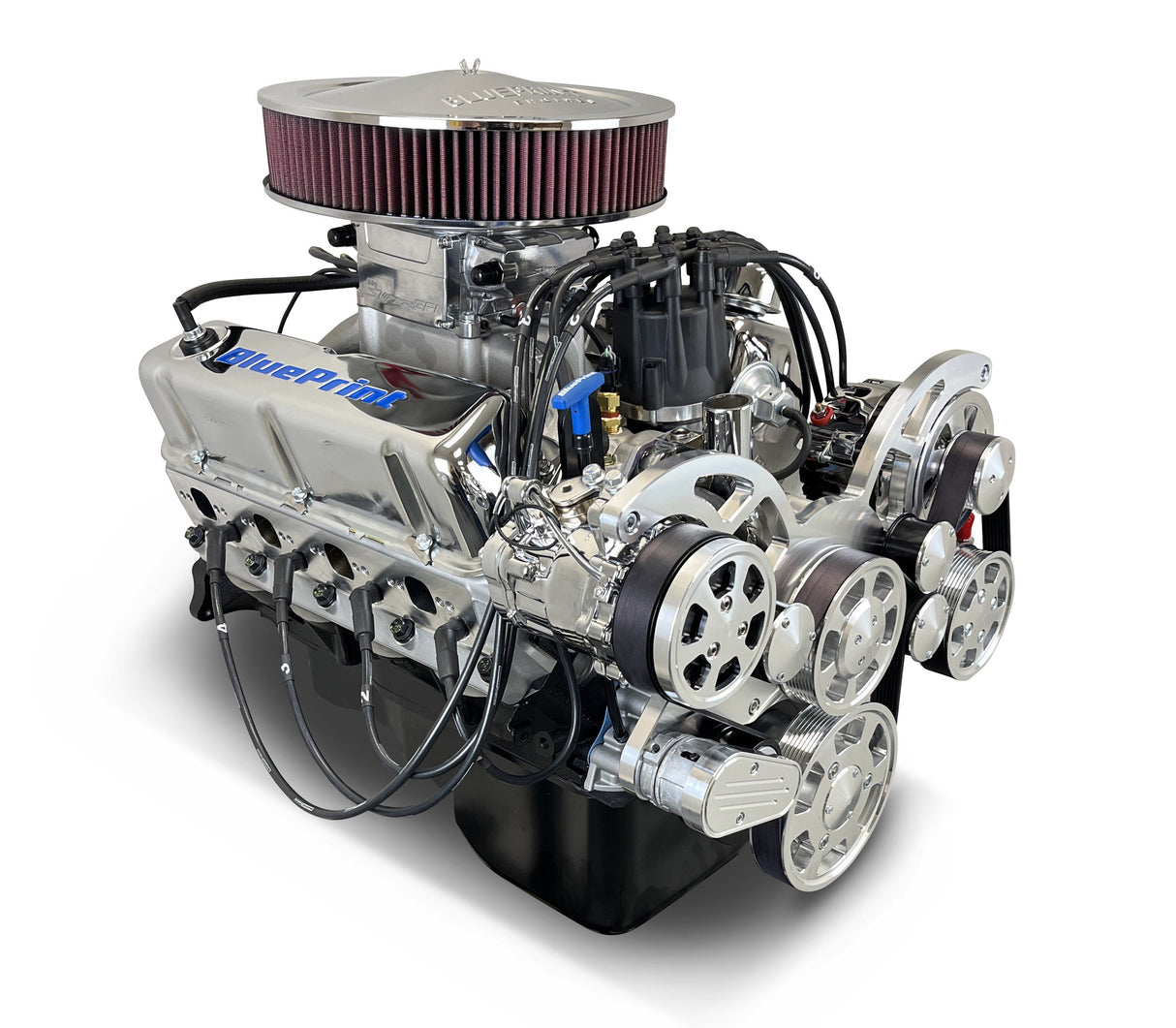 Ford Small Block Compatible 347 c.i. Engine - 415 Horsepower - Deluxe Dressed - Polished Pulley Kit - Fuel Injected
