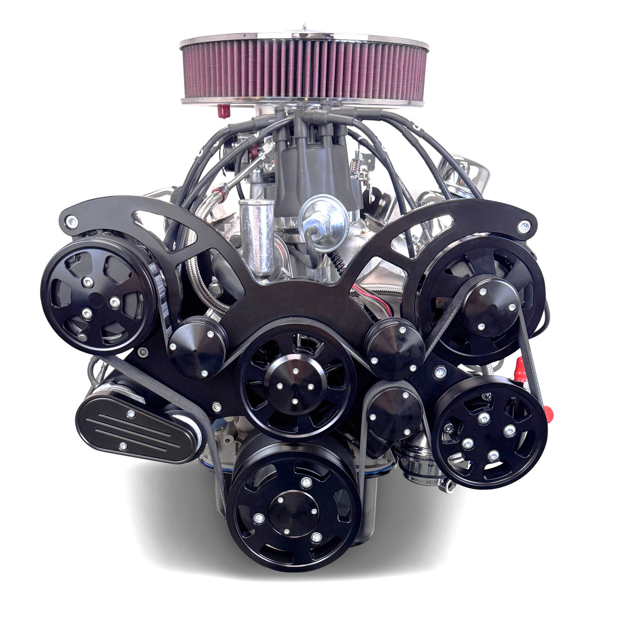 Ford Small Block Compatible 347 c.i. Engine - 415 Horsepower - Deluxe Dressed - Black Pulley Kit - Rear Sump - Carbureted