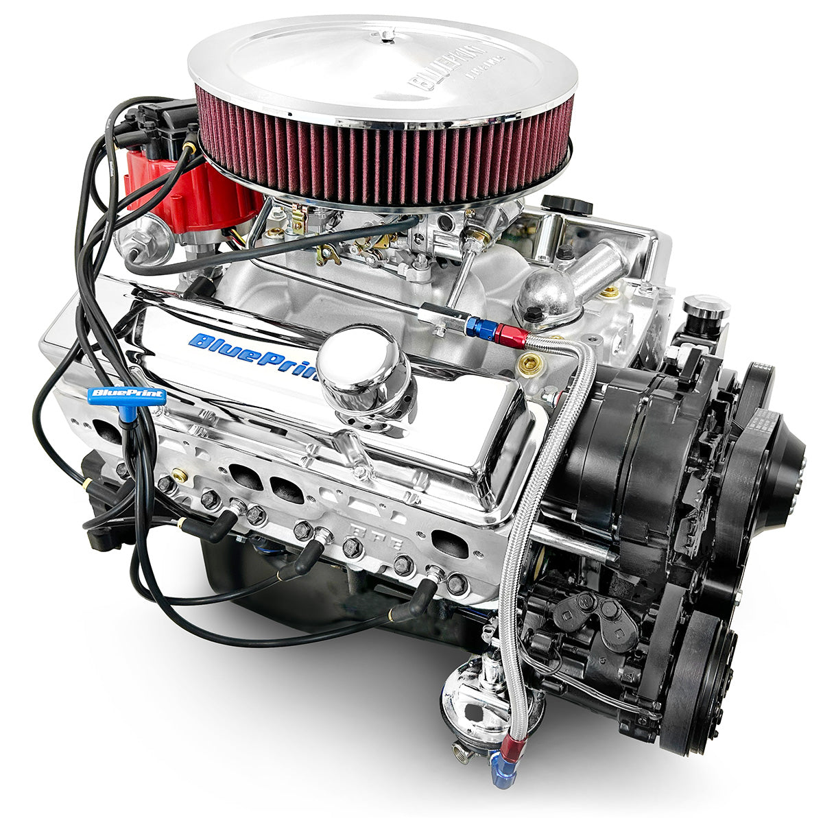 GM Small Block Compatible 383 c.i. Engine - 436 Horsepower - Deluxe Dressed - Black Pulley Kit - Carbureted