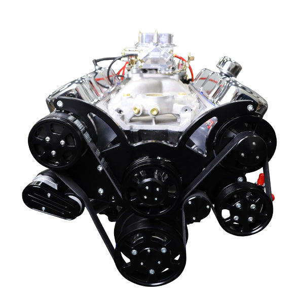 GM Big Block Compatible 496 c.i. Engine - 600 Horsepower - Deluxe Dressed - Black Pulley Kit - Carbureted