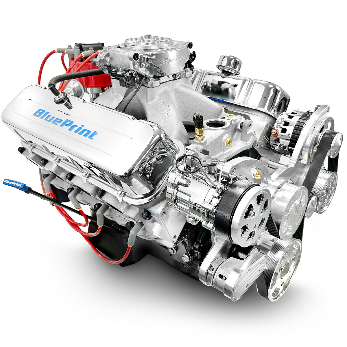 GM Big Block Compatible 496 c.i. Engine - 600 Horsepower - Deluxe Dressed - Polished Pulley Kit - Fuel Injected