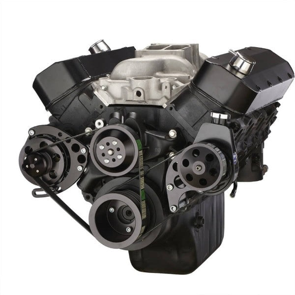 GM BB Standard Deck Compatible Front Accessory Drive - Dual-Belt Quick Serpentine with Alternator | Power Steering | Water Pump | Brackets and Bolts