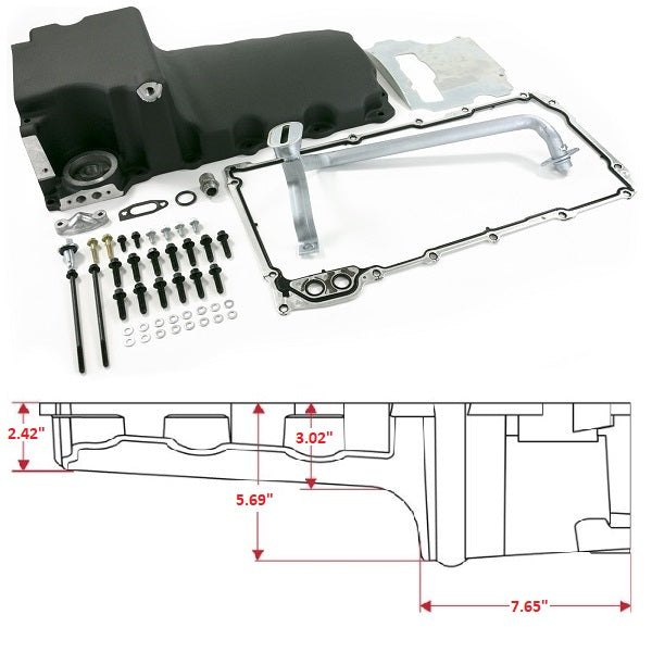 GM LS Swap Compatible Rear Sump Oil Pan Kit - Black