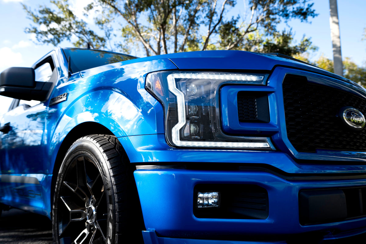 Ford F150 18-20 LED Projector Headlights OLED DRL Scanning LED Turn Signals (Replaces Factory Halogen Headlights) - Multiple Styles
