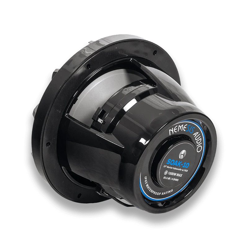 Nemesis Audio SOAK-10 | 10″ 500W RMS Marine Subwoofer with RGB Lighting