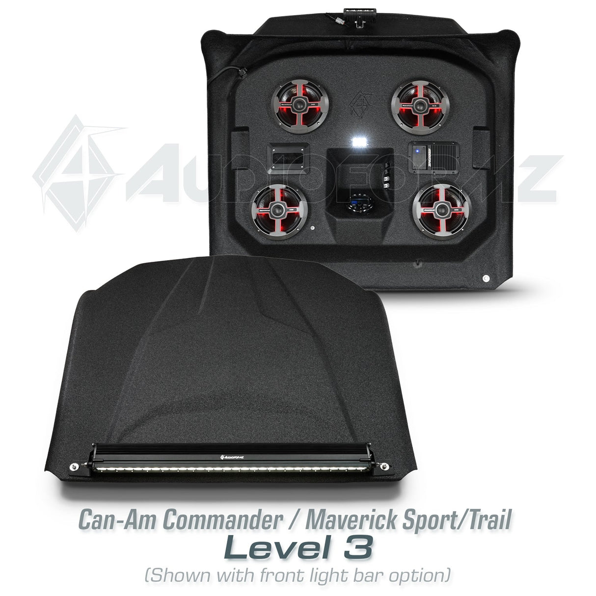 2021+ Can-Am Commander / 2019+ Maverick Sport / 2018+ Maverick Trail Stereo Tops (2-Seat)