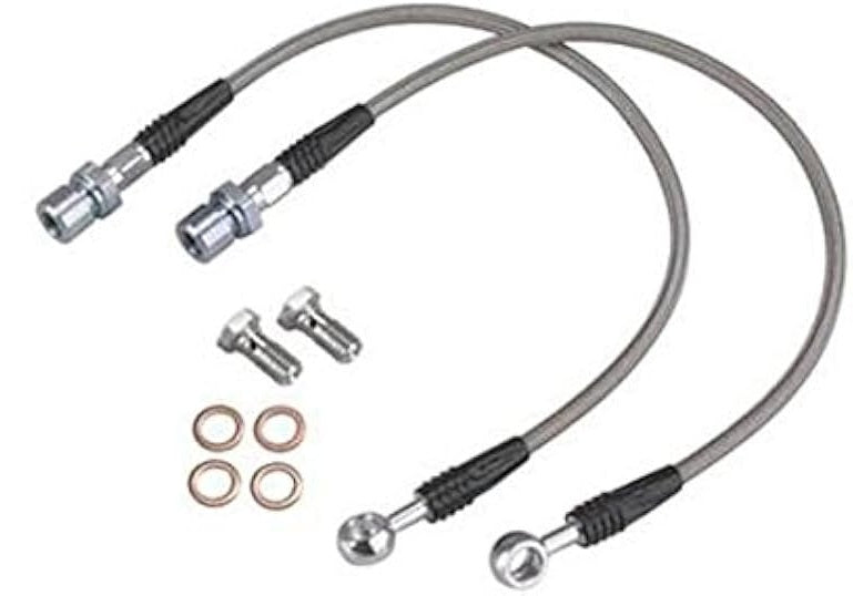 New Braided Stainless Steel Brake Flex Hoses (Pair). 14328