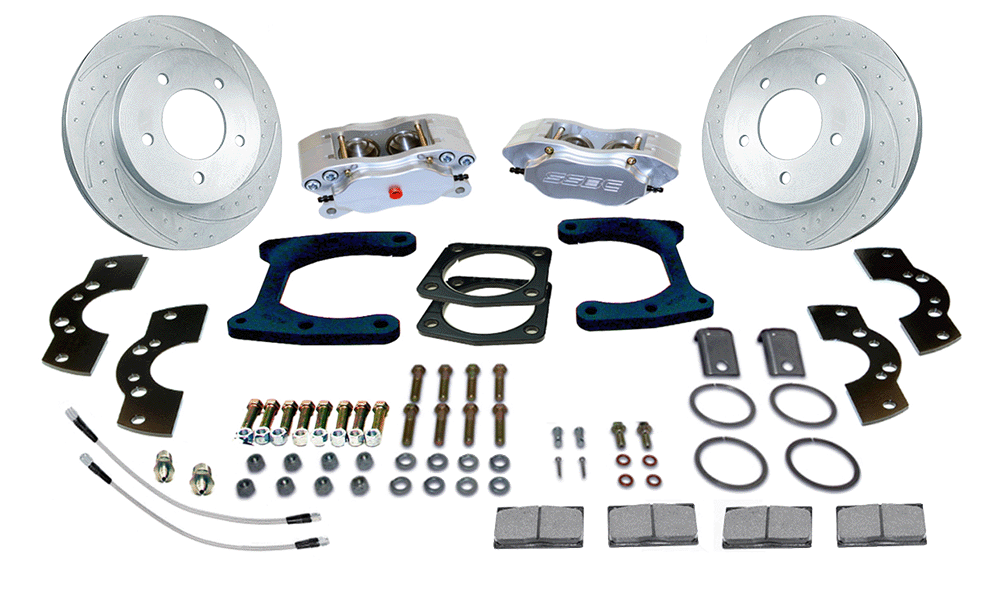 American Made Comp S 4-Piston Billet Aluminum Rear Disc Brake Kit W/DS Rotors. Clear W111-37