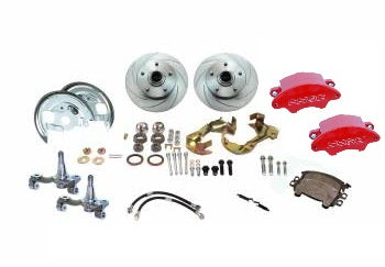 American Made Super Twin HD 2-Piston Billet Aluminum Front Disc Brake Kit W/Rotors. Red W123-ADSR