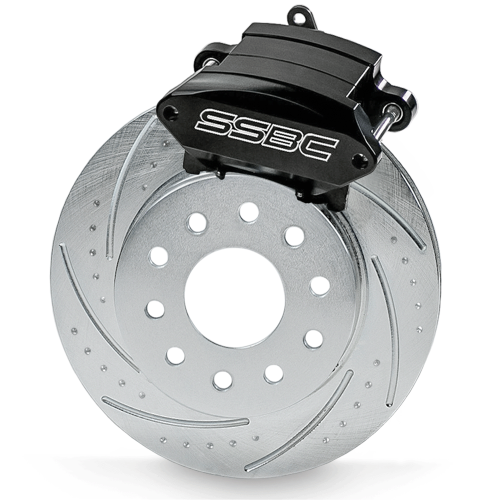 American Made Sport R1 Billet Aluminum Rear Drum to Disc Conversion Brake Kit W/Rotors. Black W125-26BK