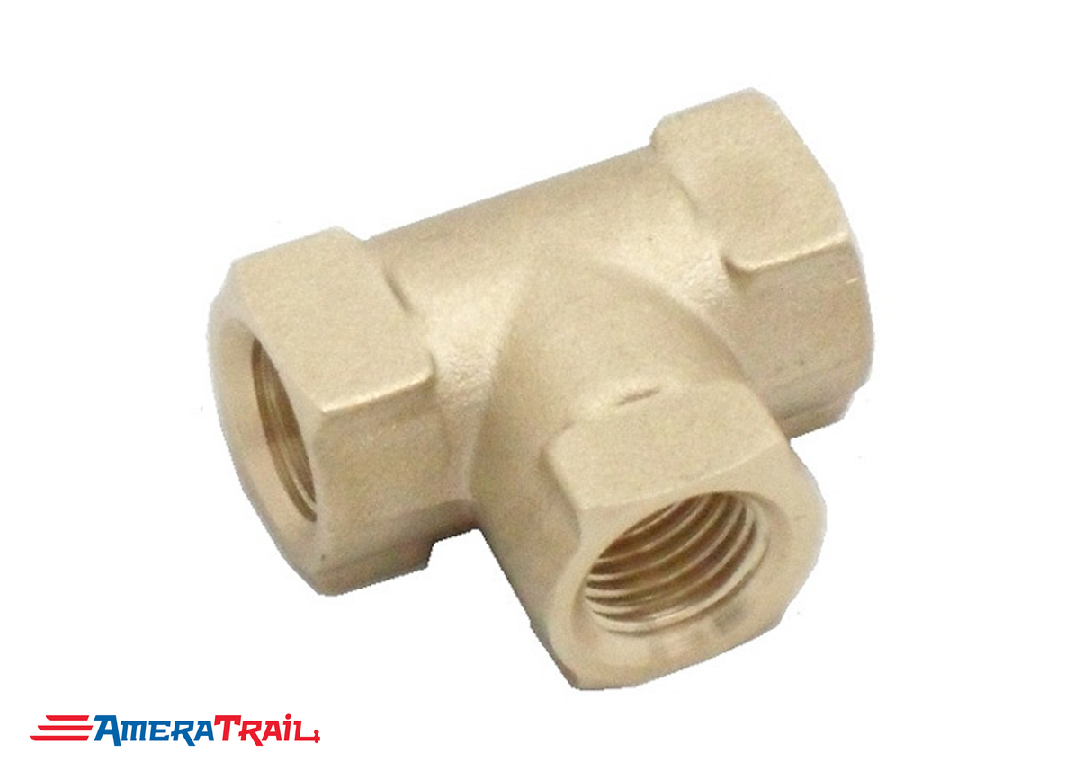 T Shaped 3/16" Female Brass Fitting - Compatible w/ Most Boat Trailer Brakes